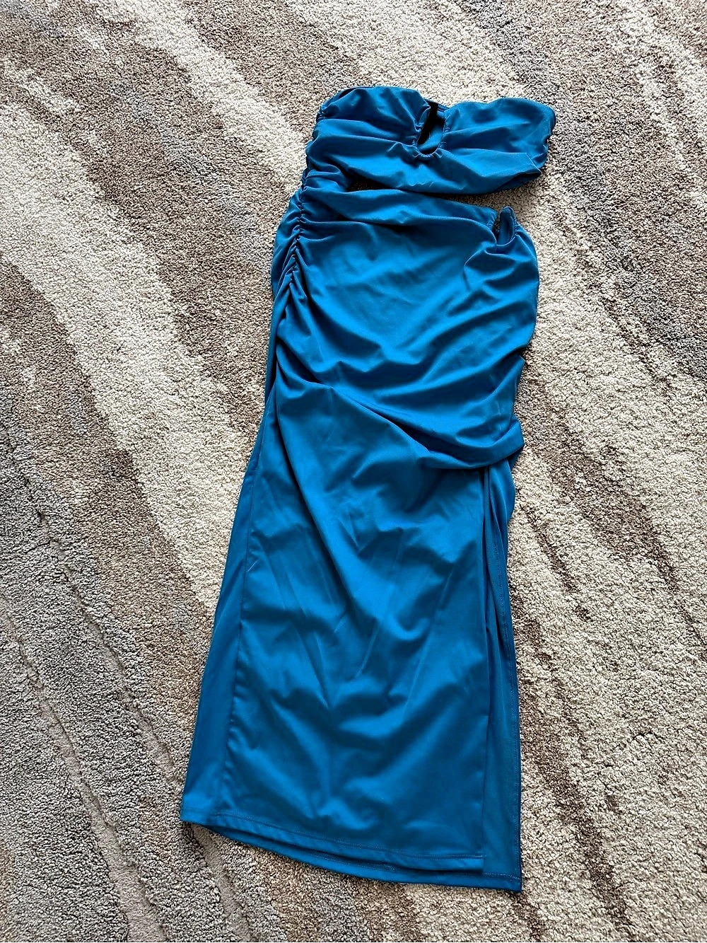 Bershka Ruched Maxi Dress in Blue Size Medium Like New